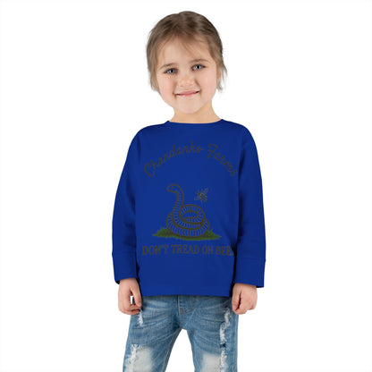 Toddler Long Sleeve Tee — "Don't Tread on Bees" Snake & Bee Nursery Graphic