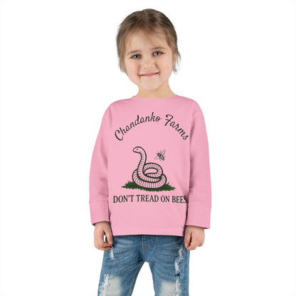 Toddler Long Sleeve Tee — "Don't Tread on Bees" Snake & Bee Nursery Graphic