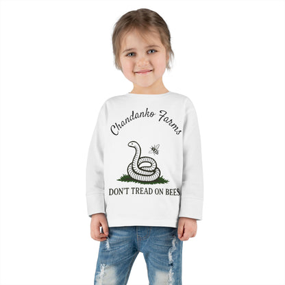 Toddler Long Sleeve Tee — "Don't Tread on Bees" Snake & Bee Nursery Graphic