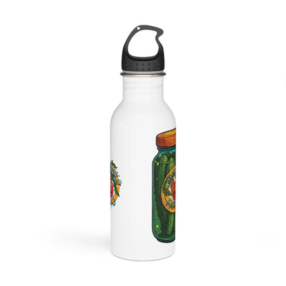 Pickle Jar Stainless Steel Water Bottle — Retro Farm Pickles Illustration