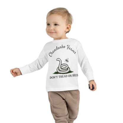 Toddler Long Sleeve Tee — "Don't Tread on Bees" Snake & Bee Nursery Graphic