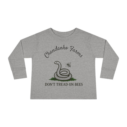 Toddler Long Sleeve Tee — "Don't Tread on Bees" Snake & Bee Nursery Graphic