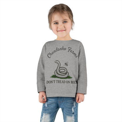 Toddler Long Sleeve Tee — "Don't Tread on Bees" Snake & Bee Nursery Graphic