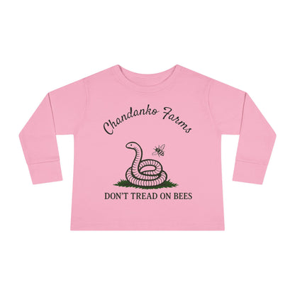 Toddler Long Sleeve Tee — "Don't Tread on Bees" Snake & Bee Nursery Graphic