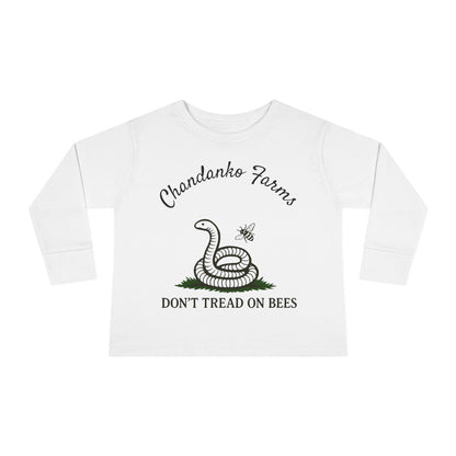 Toddler Long Sleeve Tee — "Don't Tread on Bees" Snake & Bee Nursery Graphic