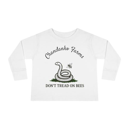 Toddler Long Sleeve Tee — "Don't Tread on Bees" Snake & Bee Nursery Graphic