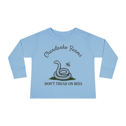 Toddler Long Sleeve Tee — "Don't Tread on Bees" Snake & Bee Nursery Graphic