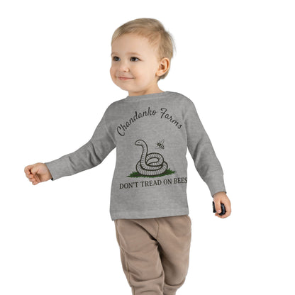 Toddler Long Sleeve Tee — "Don't Tread on Bees" Snake & Bee Nursery Graphic