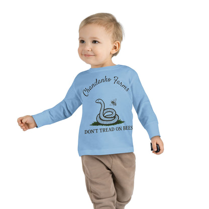 Toddler Long Sleeve Tee — "Don't Tread on Bees" Snake & Bee Nursery Graphic