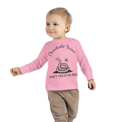 Toddler Long Sleeve Tee — "Don't Tread on Bees" Snake & Bee Nursery Graphic